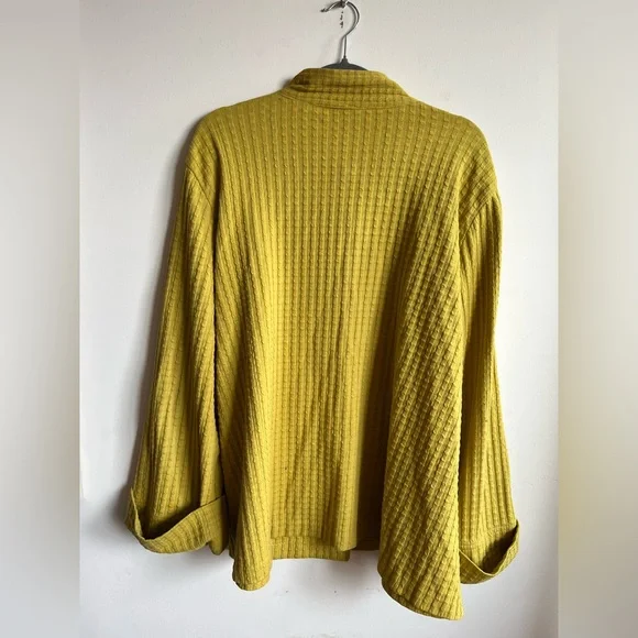 IC Collection Yellow Ribbed Button-Up Jacket - Picture 8 of 8